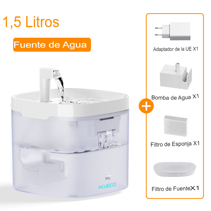 Fuente de Agua Inteligente ROJECO para Gatos y Perros con Filtro Recirculante