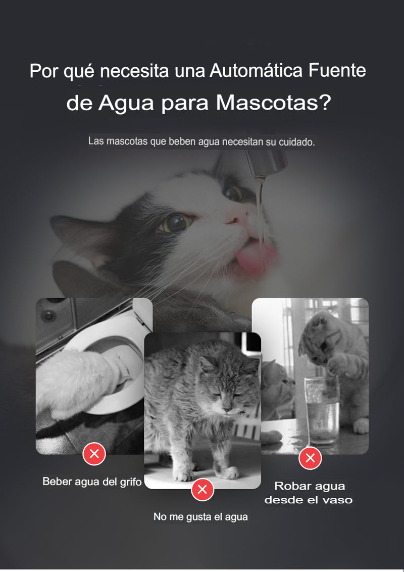 Fuente de Agua Inteligente ROJECO para Gatos y Perros con Filtro Recirculante