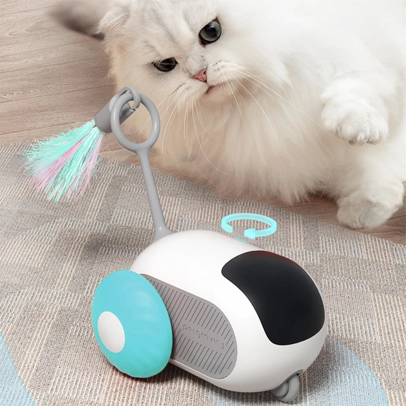 Coche Inteligente para Gatos – Juguete Interactivo con Plumas